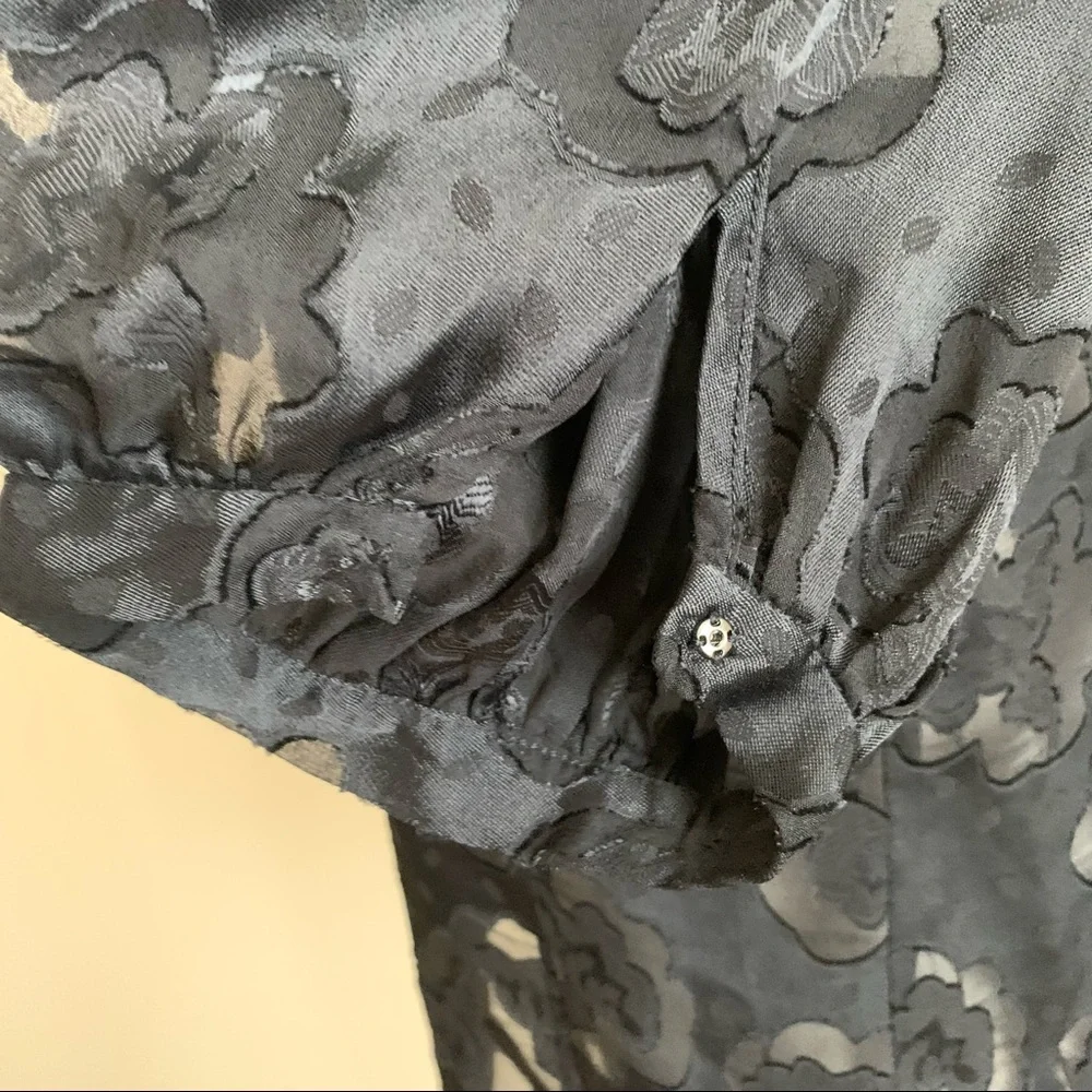 Rebecca Taylor Satin Jacquard Ruffle Top Blouse sz 0 XS - Picture 9 of 14